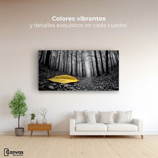 Foto 2 | Foto 2 | Cuadro Blanco Y Negro Canvas Amarillo Caído 120x60