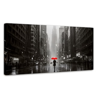 Foto 1 | Foto 1 | Cuadro Blanco Y Negro Canvas Paraguas Rojo 120x60