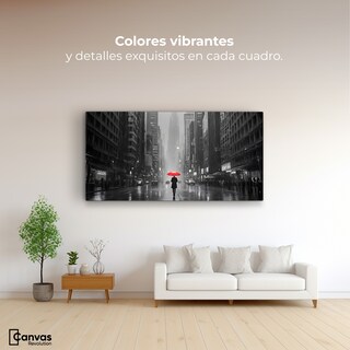 Foto 2 | Foto 2 | Cuadro Blanco Y Negro Canvas Paraguas Rojo 120x60