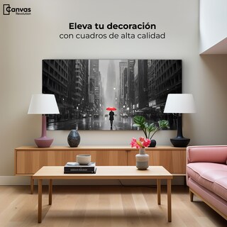 Foto 3 | Foto 3 | Cuadro Blanco Y Negro Canvas Paraguas Rojo 120x60