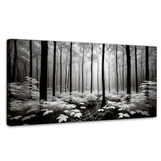Foto 1 | Foto 1 | Cuadro Blanco Y Negro Canvas Misterio En Bosque 120x60
