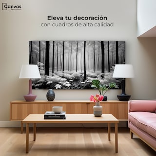 Foto 3 | Foto 3 | Cuadro Blanco Y Negro Canvas Misterio En Bosque 120x60