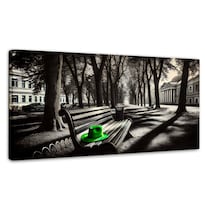 Cuadro Blanco Y Negro Canvas Verde En Descanso 120x60