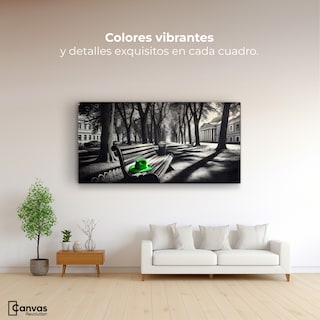 Foto 2 | Foto 2 | Cuadro Blanco Y Negro Canvas Verde En Descanso 120x60