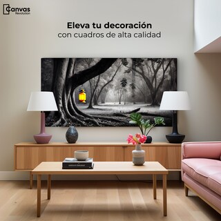 Foto 3 | Foto 3 | Cuadro Blanco Y Negro Canvas Bosque Iluminado 120x60