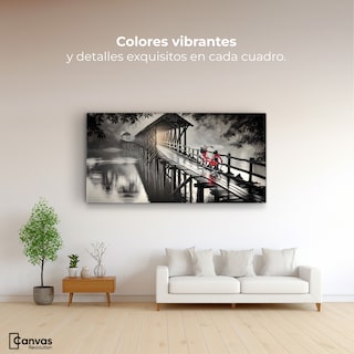 Foto 2 | Foto 2 | Cuadro Blanco Y Negro Canvas Bicicleta En Muelle 120x60
