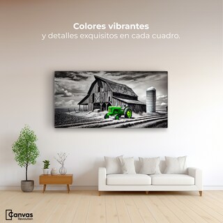 Foto 2 | Foto 2 | Cuadro Blanco Y Negro Canvas Verde En La Granja 120x60