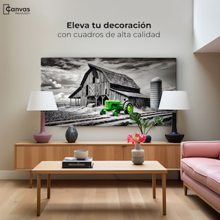 Foto 3 | Foto 3 | Cuadro Blanco Y Negro Canvas Verde En La Granja 120x60