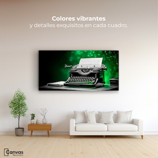 Foto 2 | Foto 2 | Cuadro Blanco Y Negro Canvas Verde Entre Palabra 120x60