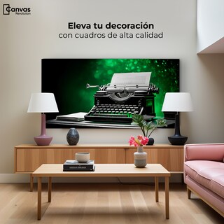 Foto 3 | Foto 3 | Cuadro Blanco Y Negro Canvas Verde Entre Palabra 120x60