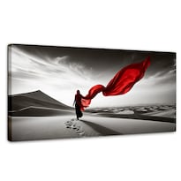 Cuadro Blanco Y Negro Canvas Dunas Y Rojo 120x60