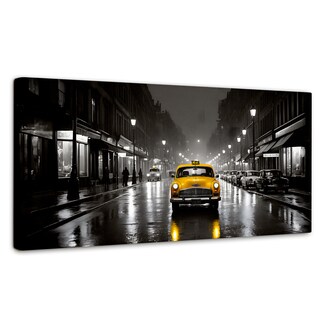 Foto 1 | Foto 1 | Cuadro Blanco Y Negro Canvas Amarillo En Acción 120x60