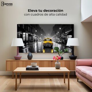 Foto 3 | Foto 3 | Cuadro Blanco Y Negro Canvas Amarillo En Acción 120x60