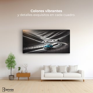 Foto 2 | Foto 2 | Cuadro Blanco Y Negro Canvas Carretera Celeste 120x60