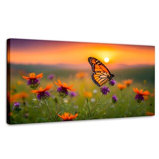 Foto 1 | Foto 1 | Cuadro Mariposas Canvas Flores Del Alba 120x60