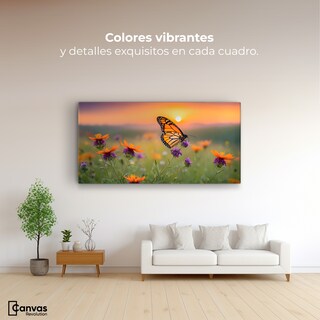 Foto 2 | Foto 2 | Cuadro Mariposas Canvas Flores Del Alba 120x60
