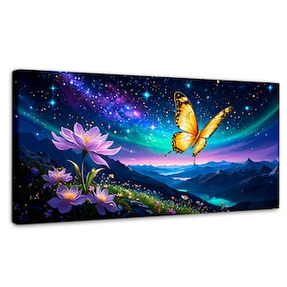 Foto 1 | Foto 1 | Cuadro Mariposas Canvas Magia Nocturna 120x60
