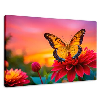 Foto 1 | Foto 1 | Cuadro Mariposas Canvas Mariposa Y Pétalos 90x60