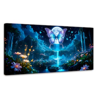 Foto 1 | Foto 1 | Cuadro Mariposas Canvas Alas En La Noche 120x60