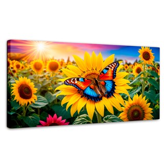 Foto 1 | Foto 1 | Cuadro Mariposas Canvas Girasol Y Colores 120x60