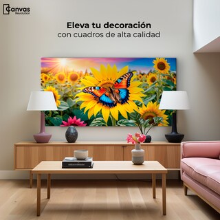 Foto 3 | Foto 3 | Cuadro Mariposas Canvas Girasol Y Colores 120x60