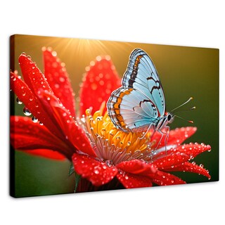 Foto 1 | Foto 1 | Cuadro Mariposas Canvas Alas Sobre Flor 90x60