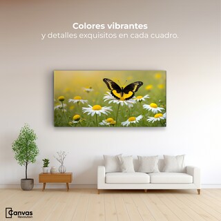 Foto 2 | Foto 2 | Cuadro Mariposas Canvas Danza Entre Flores 120x60