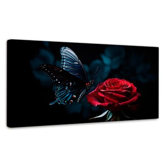Foto 1 | Foto 1 | Cuadro Mariposas Canvas Mariposa Y Rosa 120x60