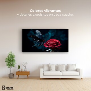 Foto 2 | Foto 2 | Cuadro Mariposas Canvas Mariposa Y Rosa 120x60