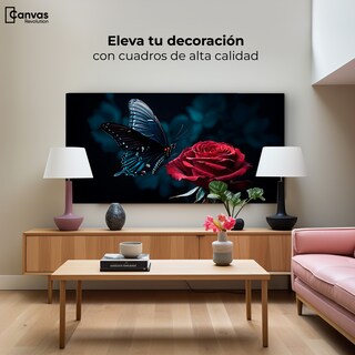 Foto 3 | Foto 3 | Cuadro Mariposas Canvas Mariposa Y Rosa 120x60