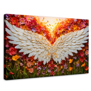 Foto 1 | Foto 1 | Cuadro Alas De Ángel Canvas Alas En Flores 90x60