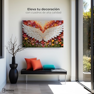 Foto 3 | Foto 3 | Cuadro Alas De Ángel Canvas Alas En Flores 90x60