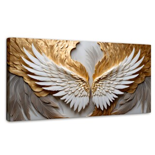 Foto 1 | Foto 1 | Cuadro Alas De Ángel Canvas Alas Plumas Doradas 120x60