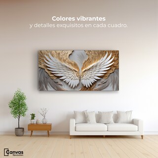 Foto 2 | Foto 2 | Cuadro Alas De Ángel Canvas Alas Plumas Doradas 120x60