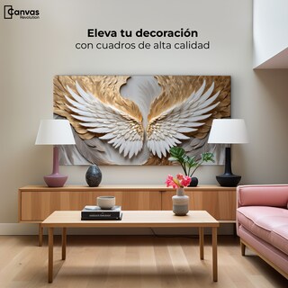 Foto 3 | Foto 3 | Cuadro Alas De Ángel Canvas Alas Plumas Doradas 120x60