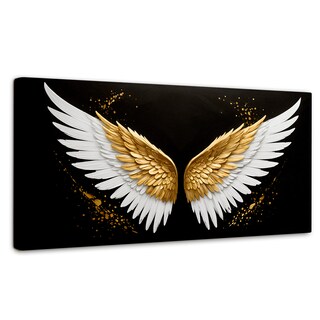 Foto 1 | Foto 1 | Cuadro Alas De Ángel Canvas Alas Oro Negro 120x60