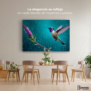 Foto 2 | Foto 2 | Cuadros De Colibrí Canvas Colibrí Flor Lluvia 90x60