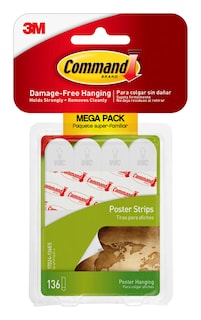 Foto 1 | Foto 1 | Tiras Para Colgar Poster Strips Command 136, Blancas, Que No Se Dañan - Venta Internacional.
