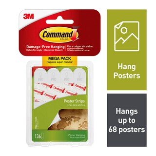 Foto 2 | Foto 2 | Tiras Para Colgar Poster Strips Command 136, Blancas, Que No Se Dañan - Venta Internacional.
