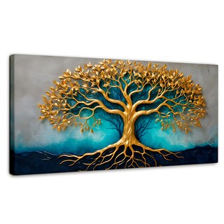 Foto 1 | Foto 1 | Cuadro Árbol De La Vida Canvas Árbol Vida Luz Oro 120x60