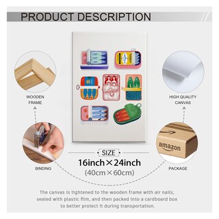 Foto 2 | Foto 2 | Set De Pósters Fotn, Lata De Sardinas Retro Y Colorida, 40 X 60 Cm, Enmarcados - Venta Internacional.