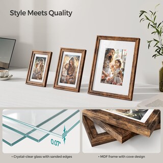 Foto 3 | Foto 3 | Set De 10 Marcos De Fotos Songmics Con 16 Alfombrillas, Color Marrón Rústico - Venta Internacional.