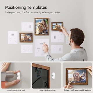 Foto 7 | Foto 7 | Set De 10 Marcos De Fotos Songmics Con 16 Alfombrillas, Color Marrón Rústico - Venta Internacional.