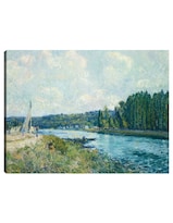 Cuadro Decorativo - Los Bancos Del Oise- Alfred Sisley - Religión - 69x92 - Impresión En Lienzo - Fine Art Tj