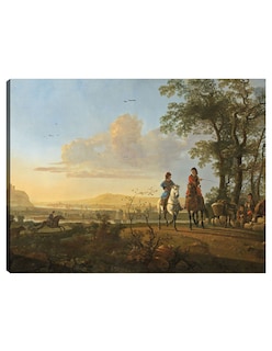Foto 1 | Foto 1 | Cuadro Decorativo - Jinetes Y Pastores Con Ganado.- Aelbert Cuyp - Paisaje - 69x92 - Impresión En Lienzo - Fine Art Tj