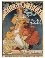 Cuadro Decorativo - Chocolate Ideal (antes De 1897)- Alphonse Mucha - Frases - 46x61 - Impresión En Lienzo - Fine Art Tj