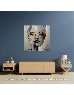 Foto 3 | Foto 3 | Canvas Decorativo Moderno Retrato Rostro De Mujer 90x90 Cm