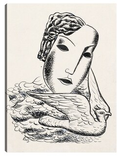 Foto 1 | Foto 1 | Cuadro Decorativo - Cabeza De Mujer Con Pájaro (1935)- Leo Gestel - Fotografía - 28x36 - Impresión En Lienzo - Fine Art Tj