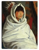 Cuadro Decorativo - Niña India En Manta Blanca- Robert Henri - Fotografía - 69x92 - Impresión En Lienzo - Fine Art Tj
