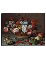 Cuadro Decorativo - Cesta De Flores- Balthasar Van Der Ast - Clásicos - 46x61 - Impresión En Lienzo - Fine Art Tj